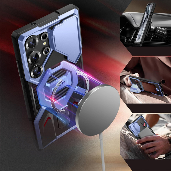 Case for Samsung Galaxy S25 Ultra Tongate MECH MagSafe Series - blue + 9H Tempered Glass