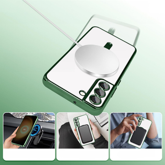 Case for Samsung Galaxy S22, Electro MagSafe, green + Screen Glass