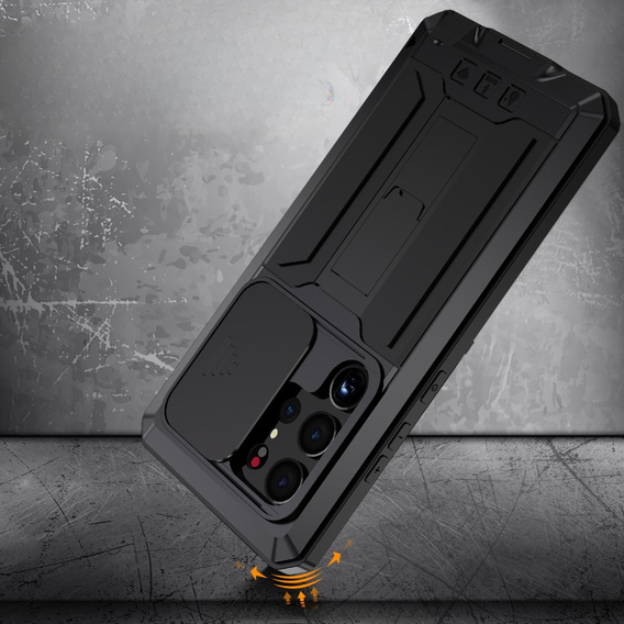 Armored case for Samsung Galaxy S23 Ultra, R-JUST CamShield Slide, black