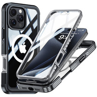 Case for iPhone 16 Pro, Shockproof, with glass, for MagSafe, black