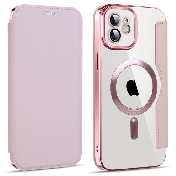 Flip case for iPhone 11, RFID Wallet MagSafe CamShield, pink rose gold