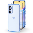 Case for Samsung Galaxy A15 4G / 5G, Electro heart, blue + Full Glue Ceramic Glass
