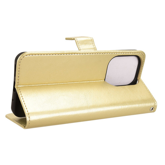 Flip case for Xiaomi Redmi 13, Crazy Horse Wallet, gold