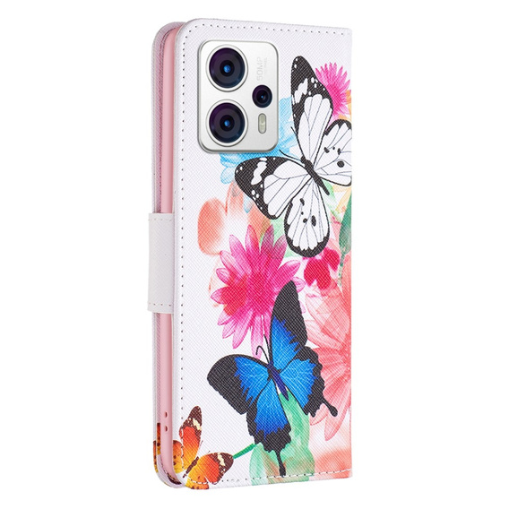 Flip case for Motorola Moto G53 5G / G23 / G13, Wallet, butterfly, white