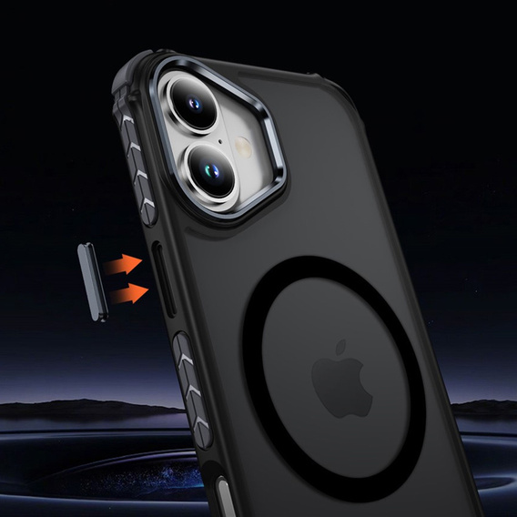 Matt Case for iPhone 17, armoured, for MagSafe, smoked with black sides