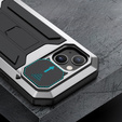 Case for iPhone 13 Mini, R-JUST CamShield Slide, armoured, silver / black