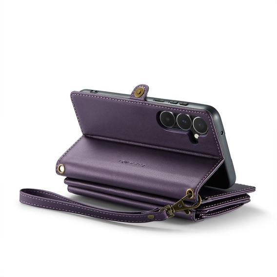 Case CASEME for Samsung Galaxy A55 5G, RFID Leather Wallet, with shoulder strap, purple