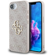 GUESS Case for iPhone 16E, 4G Big Metal Logo, pink