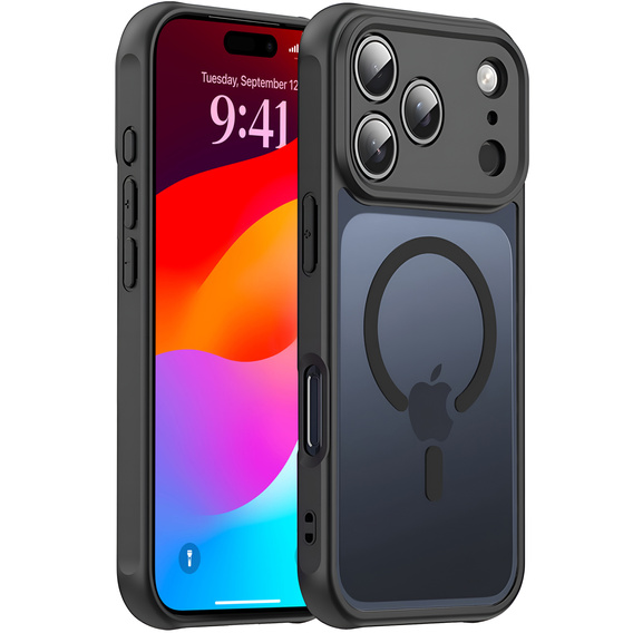 Matte case for iPhone 17 Pro, for MagSafe, with camera protection, black