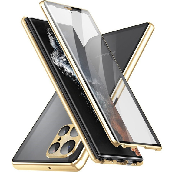 Case for Samsung Galaxy S22 Ultra, Magnetic Dual Glass, gold