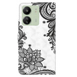 Flip case for Xiaomi Redmi 13C / Poco C65, Wallet, Lace Flower white