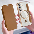 Flip case for Samsung Galaxy S24, RFID Wallet MagSafe CamShield, brown