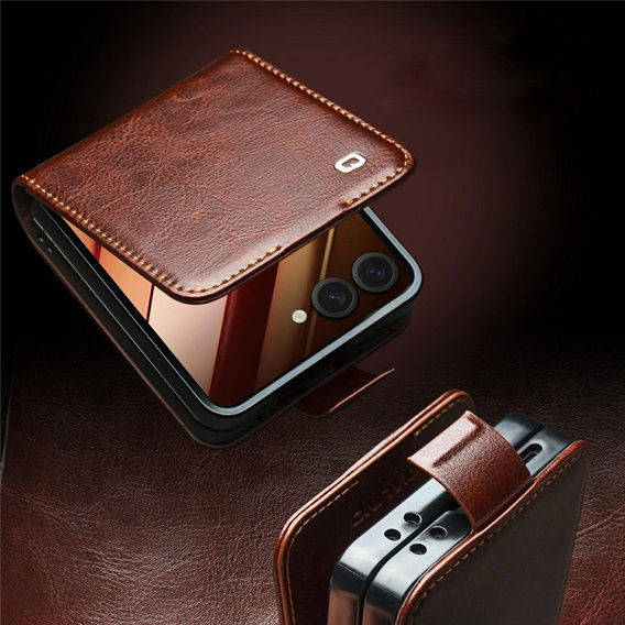 Brown leather wallet case for Samsung Galaxy Z Flip7