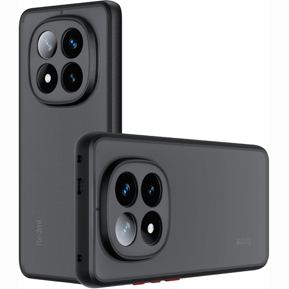Silicone case for Xiaomi Redmi Note 14 Pro+ 5G, with camera protection, transparent / black + 9H tempered glass