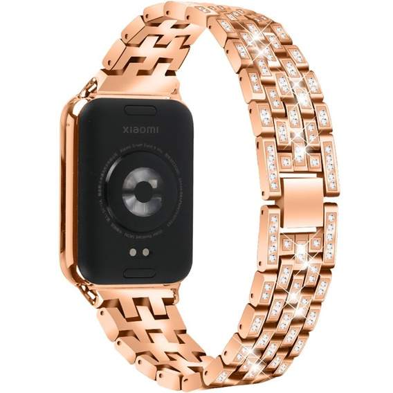 Diamond bracelet for Xiaomi Smart Band 8 Pro, Pink rose gold
