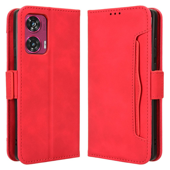 Flip case for Motorola Edge 50 Fusion 5G, Card Slot, red