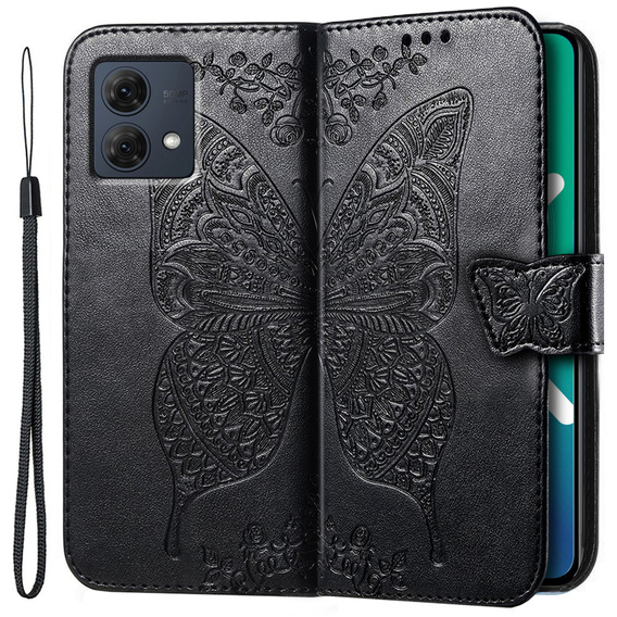 Flip case for Motorola Moto G84, Butterfly, black