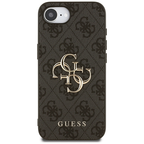 GUESS Case for iPhone 16E, 4G Big Metal Logo, black