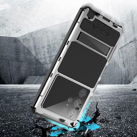 Case for Samsung Galaxy S22 Ultra, R-JUST, armoured, silver