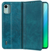 Case for Nokia C12, Wallet Litchi Leather, green