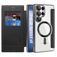Flip case for Samsung Galaxy S25 Ultra, RFID Rhombus Wallet MagSafe CamShield, black
