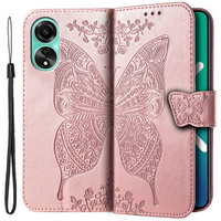 Flip case for Oppo A78 4G, Butterfly, pink rose gold
