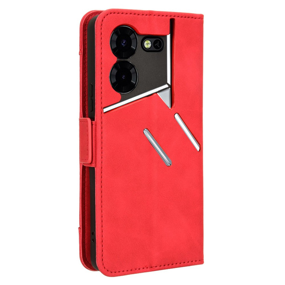 Flip case for Tecno Pova 5 Pro 4G, Card Slot, red