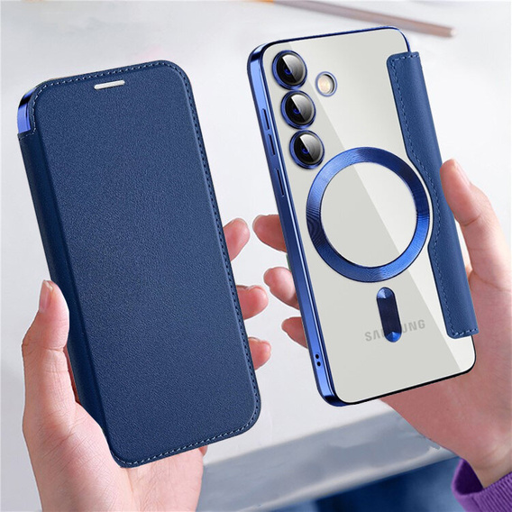 Flip case for Samsung Galaxy S24, RFID Wallet MagSafe CamShield, dark blue