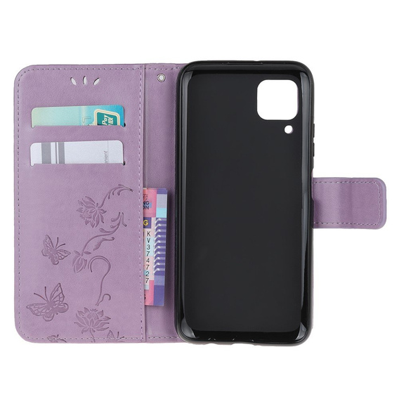 Flip case for Huawei P40 Lite, Butterfly Flower, purple