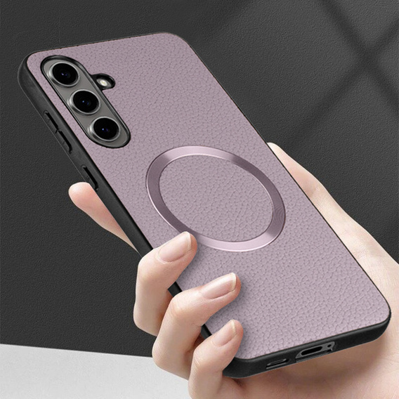 Case for Samsung Galaxy S24 FE, Leather Hybrid MagSafe, purple