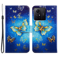 Flip case for Xiaomi Redmi Note 12S, Wallet Butterfly, blue