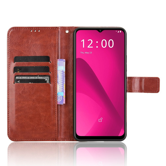 Flip case for T Phone 2 5G, Crazy Horse Wallet, brown