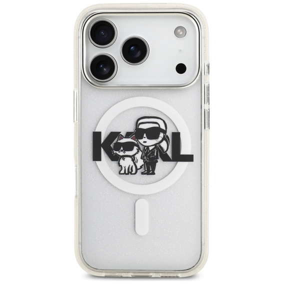 Karl Lagerfeld IML Glitter Karl and Choupette MagSafe Case for iPhone 17 Pro