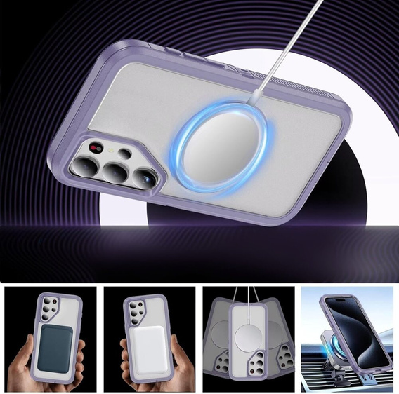 Case with frame for Samsung Galaxy S24 Ultra, for MagSafe, transparent / purple