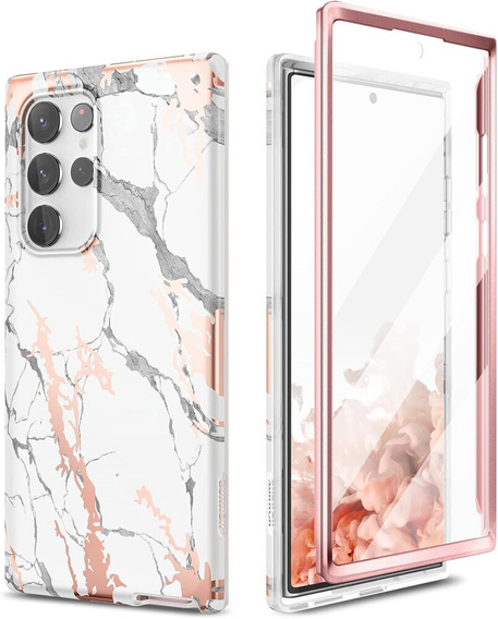 Case for Samsung Galaxy S22 Ultra, Suritch Full Body Marble, white