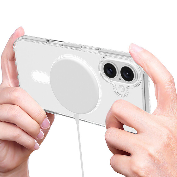 MagSafe Magnetic Case for iPhone 16 Plus, ERBORD CrystalMag, transparent + Glass for screen