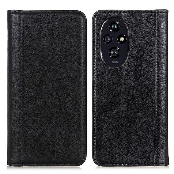 Flip case for Honor 200 Pro 5G, Split Leather, black
