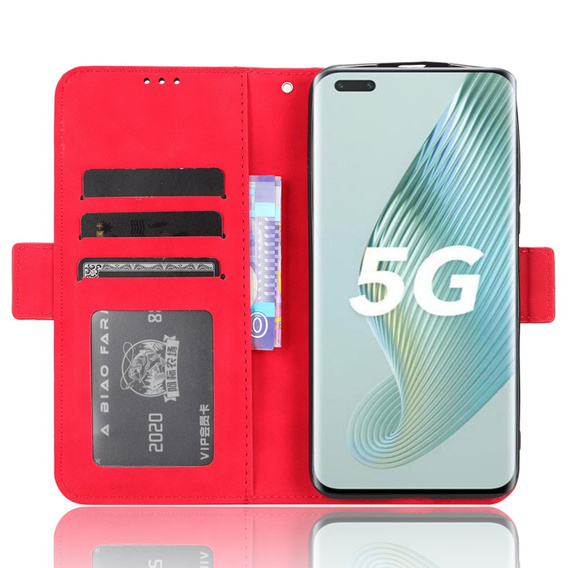 Flip case for Honor Magic 5 Pro 5G, Card Slot, red
