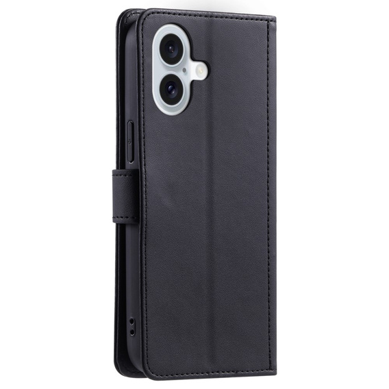 Flip case for iPhone 16 Plus, Rhombus Crossbody Leather, black