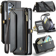 Case CASEME for Samsung Galaxy Z Fold6 5G, RFID Leather Wallet, with shoulder strap, black