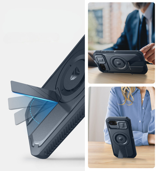 Armored case for iPhone 16e, Dexnor CamProtect MagSafe, blue