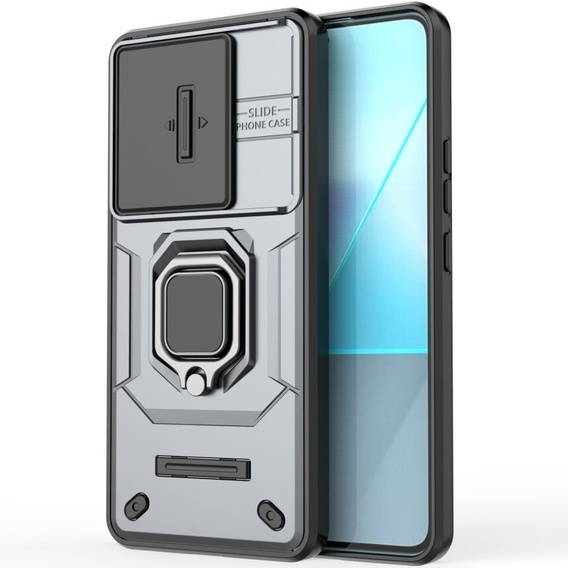 Case for Xiaomi Redmi Note 13 Pro 5G, KickStand Camera Lens, grey