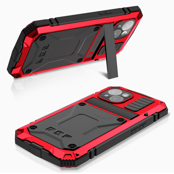 Case for iPhone 15, R-JUST, armoured, red / black