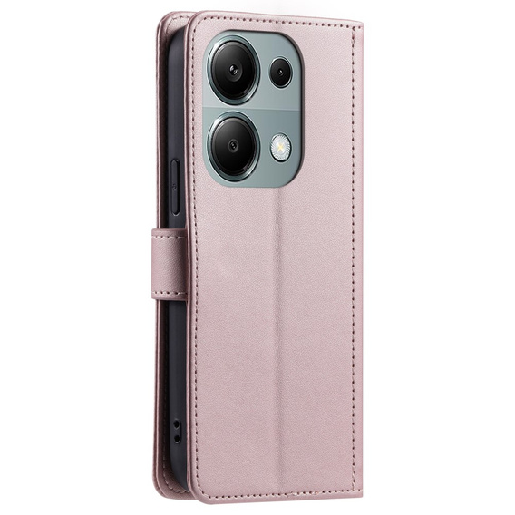 Flip case for Xiaomi Redmi Note 13 Pro 4G / Xiaomi Redmi Note 14S / Xiaomi Poco M6 Pro 4G, Rhombus Crossbody Leather, pink rose gold