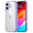 Case for iPhone 17, with camera cover, transparent with purple sides