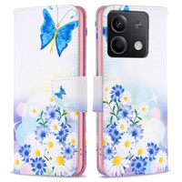 Flip case for Xiaomi Redmi Note 13 5G, Wallet, Butterfly & Flowers white