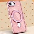 Case for iPhone 16e, Glittery Magnetic Kickstand, pink