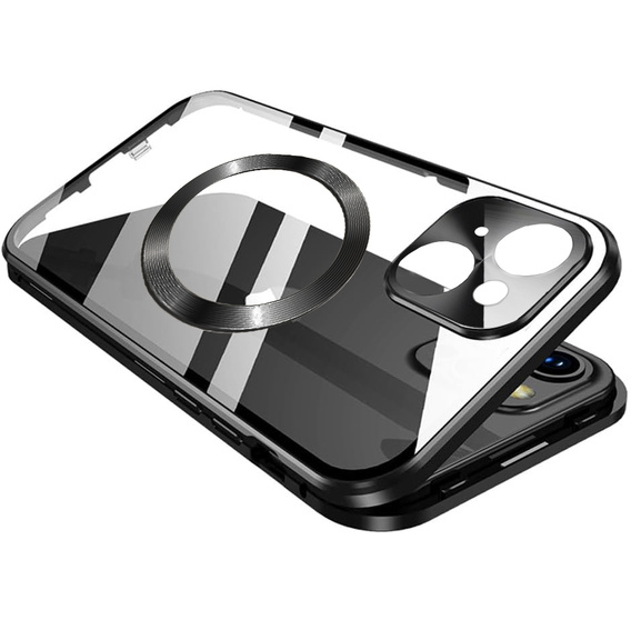 Magnetic Dual Glass MagSafe case for iPhone 15, black