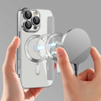 Flip case for iPhone 16 Pro, RFID Wallet MagSafe CamShield, silver