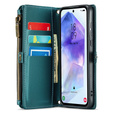 Case CASEME for Samsung Galaxy A55 5G, RFID Leather Wallet, with shoulder strap, green